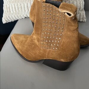 Studded Tan Suede Ankle Booties
